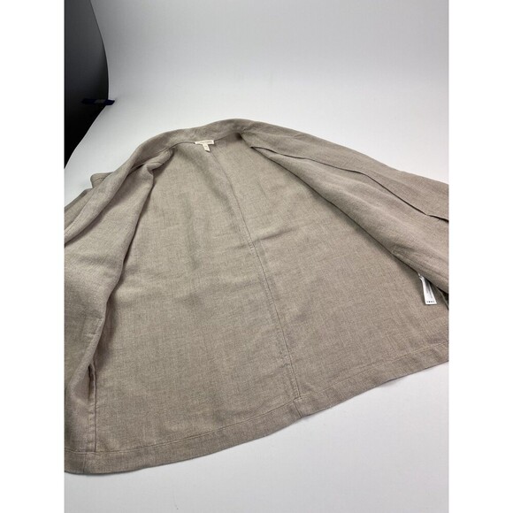 Eileen Fisher Organic Linen Boxy Jacket S Beige Minimalist Lagenlook Open Front - Picture 9 of 11